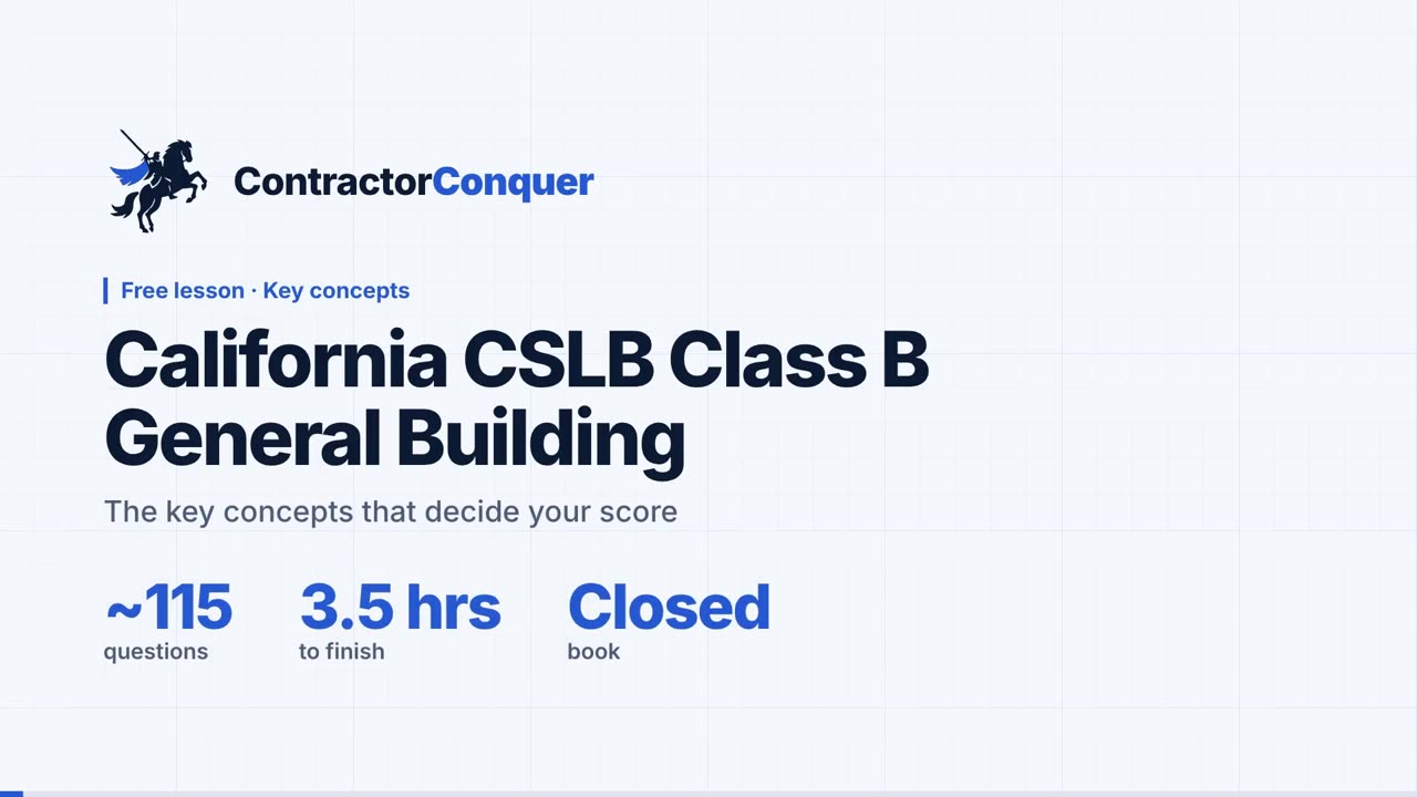 CSLB Class B free lesson title card