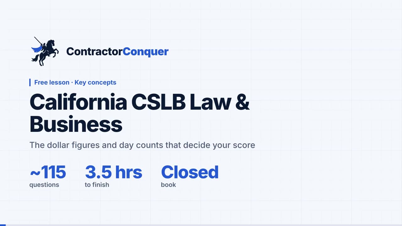 CSLB Law & Business free lesson title card